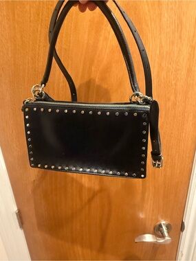 Rebecca Minkoff Studded Pebble Leather Crossbody Bag in Black